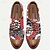 abordables Zapatos Oxford de hombre-zapatos de vestir para hombre marrón rojo estampado floral cuero brogue italiano piel de vaca de plena flor antideslizante con cordones