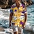 cheap Men&#039;s Aloha Shirts-Floral Men&#039;s Resort Hawaiian 3D Printed Shirt Outdoor Hawaiian Holiday Summer Turndown Short Sleeve Yellow Blue S M L Shirt