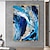 رخيصةأون لوحات تجريدية-رسمت باليد الأزرق الأبيض مجردة النفط اللوحة قماش اللوحة اليدوية ديكور المنزل النفط اللوحة الفنية غرفة المعيشة جدار ديكور بدون إطار