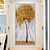 cheap Floral/Botanical Paintings-Mintura Handmade Silver Tree Landscape Oil Paintings On Canvas Wall Art Decoration Modern Abstract Gold Tree Pictures For Home Decor Rolled Frameless Unstretched Painting