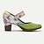 abordables Tacones de mujer-Mujer Tacones Escarpines Mary Jane Zapatos hechos a mano Zapatos antiguos Boda Fiesta Floral Tacón Cono Tacón de fantasía Dedo redondo Elegante Vintage Cuero Verde