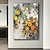 preiswerte Blumen-/Botanische Gemälde-Handgemaltes großes abstraktes Ölgemälde Original Leinwand Kunst Wanddekoration handgemachte gelbe Blumenblatt Gemälde moderne Kunstwerke (kein Rahmen)