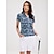 cheap Designer Collection-Women&#039;s Golf Polo Shirt Navy Short Sleeve Sun Protection Lightweight Top Floral Leaf Ladies Golf Attire Clothes Outfits Wear Apparel