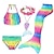 preiswerte Badebekleidung-Kinder Mädchen fünfteilige Bademode Strand Regenbogen süße Monoflosse Badeanzüge 3-10 Jahre Sommer lila