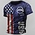 halpa Miesten 3D-T-paidat-Kuvitettu Amerikan lippu 1776 Muoti Suunnittelija Vapaa-aika Miesten 3D-tulostus Lyhythihainen paita T-paita Tee T-paita Päivittäin Pyhäpäivä Loma T-paita Musta Khaki Tumman sininen Lyhythihainen