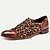 economico Oxford da uomo-scarpe eleganti da uomo in pelle marrone stampa leopardo con motivo animalier, allacciatura antiscivolo, pelle bovina pieno fiore italiana