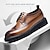 billige Oxfordsko til mænd-fuld brogue derby-sko til mænd i cognacbrune kvalitetslædersko