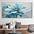 cheap Floral/Botanical Paintings-Abstract Flower Art oil painting hand painted Flower Blue Flower Oil Painting Art For living room bedroom artwork blue flower oil painting