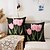 levne Potahy na ozdobné polštáře-imitace plátna povlak na polštář růžový bílý potisk tulipánů jednoduchý čtvercový tradiční klasický přehoz polštáře postel pohovka obývací pokoj dekorativní 16&quot; 18&quot; 20&quot;