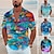 voordelige Hawaiiaans overhemd voor heren-Voor heren Overhemd Kampshirt Grafisch overhemd Aloha-shirt Vissen Onderwaterwereld Strijkijzer Zee blauw Marineblauw Marine Blauw blauw Oranje 3D-afdrukken Buiten Straat Korte mouw Afdrukken