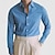 billiga fritidsskjortor för män-Herr Skjorta Knapp upp skjorta Casual skjorta Sommarskjorta Strandskjorta Blå Långärmad Randig Nedvikt Helgdag Semester Button-Down Kläder Mode Ledigt Bekväm