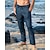 ieftine pantaloni de in-Bărbați Pantaloni de in Pantaloni Pantaloni de vară Pantaloni de plajă Buzunar Cordon Talie elastică Simplu Confort Respirabil Zilnic Concediu Vacanță Hawaiană Boho Bleumarin