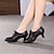 cheap Jazz Shoes-Women&#039;s Jazz Dance Shoes Ballroom Dance ChaCha Rumba Plus Size Heel Splicing Cuban Heel Pointed Toe Lace-up Adults&#039; Black