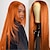 billiga Perukfronter av äkta hår, med nät-mänskligt hår 13x4 spets främre peruk fri del brasilianskt hår rakt hår 130%/150%/180% täthet med babyhår förplockat för kvinnor långt människohår ingefära orange färg #350
