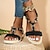 baratos Sandálias de mulher-Mulheres Sandálias Boho Sapatos Confortáveis Diário Entrançado Sem Salto Ponta Redonda Férias Couro Ecológico Correia de Calcanhar Preto