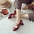cheap Women&#039;s Sandals-Women&#039;s Sandals Mary Jane Outdoor Daily Chunky Heel Round Toe Elegant Vintage Preppy Microbial Leather Ankle Strap Wine Almond Black