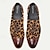 baratos Sapatos Oxford para Homem-Sapatos sociais masculinos marrom leopardo estampa animal couro italiano de grão integral couro antiderrapante cadarço