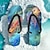 olcso Grafikus nyomtatott cipő-Női Papucsok Nyomtatási cipők Flip-flop Strandpapucs Napi Vakáció Utazás 3D Színátmenet színe Lapos Szabadság Divat Alkalmi Poliészter Fekete Fehér
