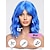 levne Kostýmová paruka-modré vlnité paruky pro ženy, paruka ze syntetických vlasů s ofinou pro každodenní použití
