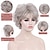 tanie starsza peruka-srebrne, krótkie, kręcone peruki z grzywką dla kobiet, odporne na ciepło, naturalny połysk, syntetyczne, w stylu lat 70., pełne włosy, peruki dla kobiet