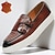 cheap Men&#039;s Slip-ons &amp; Loafers-Men&#039;s Vintage Brown Leather Loafers Double Monk Straps