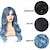 abordables Pelucas para disfraz-Peluca azul para mujer, peluca larga y ondulada de color azul pastel, peluca sintética de cosplay de halloween con parte lateral