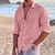 abordables Camisa de lino y algodón-Hombre camisa de lino Camisa Camisa de verano Camisa de playa Negro Blanco Rosa Manga Larga Color sólido Cuello Vuelto Primavera verano Exterior Calle Ropa Abotonar