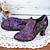 cheap Women&#039;s Heels-Women&#039;s Heels Pumps Handmade Shoes Vintage Shoes Party Valentine&#039;s Day Floral Lace Kitten Heel Round Toe Elegant Vintage Leather Zipper Purple