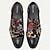 cheap Men&#039;s Oxfords-Men&#039;s Dress Shoes Black Floral Embroidery Leather Italian Full-Grain Cowhide Slip Resistant Lace-up