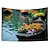 cheap Landscape Tapestry-Colorful Painting Boat Hanging Tapestry Wall Art Large Tapestry Mural Decor Photograph Backdrop Blanket Curtain Home Bedroom Living Room Decoration