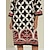 Недорогие повседневное платье с принтом-мини-платье трапециевидного силуэта с геометрическим узором и половиной рукавов