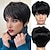tanie Peruki bez czepka z ludzkich włosów-Peruki z fryzurą pixie dla czarnych kobiet Krótkie proste peruki z ludzkich włosów z grzywką Krótkie warstwowe peruki typu pixie dla czarnych kobiet