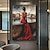 olcso Portrék-kézzel festett hölgy pirosban táncoló olajfestmény stílusú művészet vászon festmények nappali fali dekoráció egyedi ajándékként (keret nélkül)
