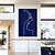 billige Abstrakte malerier-håndmalet oliemaleri marineblå kvinde pindefigur original maleri på lærred ekstra stor enorm lodret væg kunst stue soveværelse minimalistisk boligindretning