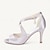 ieftine Pantofi de Mireasă-Women&#039;s Wedding Shoes Bridal Shoes Pearl High Heel Open Toe Elegant Satin T-Strap Silver White Light Pink