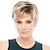 cheap Older Wigs-Natural Short Fluffy with Bangs Real Hair Mixed Healthy Synthetic Wigs for Women Color Blonde