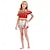 preiswerte Badebekleidung-kinderkleidung Mädchen Bademode Outdoor Bedruckt Badeanzüge 2-12 Jahre Sommer Zubehör dreiteiliges Set D013-Rot D014-Rot