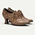 olcso Női magas sarkú cipők-Női Magassarkúak Pompák Kézzel készített cipők Vintage cipők Esküvő Parti Virágos Cicasarok Kerek orrú Elegáns Szüret Prémium bőr Fűzős Barna