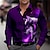 cheap Men&#039;s Graphic Shirts-Wolf Men&#039;s Fashion Casual 3D Printed Shirt Outdoor Street Vacation Spring &amp; Summer Turndown Long Sleeve Purple S M L 4-Way Stretch Fabric Shirt