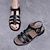 זול סנדלי נשים-בגדי ריקוד נשים סנדלים נעליים רומיות סנדלי דייג בָּחוּץ יומי עקב עבה פתוח בבוהן יום יומי נוחות עור שחור ורוד בז&#039;