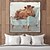 cheap Animal Paintings-Handmade A cow sitting on a sofa painting  handmade Abstract Cow Oil Painting Unique Artwork Vibrant Animal Canvas painting Wall Art Cow painting for living room bedroom wall home decor