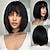 cheap Synthetic Trendy Wigs-Bob Ombre Brown Blonde Wig with Bangs Natural Short Straight Wigs for Women Shoulder Length Synthetic Wigs for Daily Cosplay