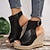 cheap Women&#039;s Sandals-Women&#039;s Sandals Wedge Sandals Daily Platform Peep Toe Casual Faux Leather Magic Tape Black Beige