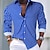 cheap Men&#039;s Button Up Shirts-Men&#039;s Matching Sets Blue Shirt Button Up Shirt Casual Shirt Trousers Casual Pants Sets Long Sleeve Lapel Casual Daily Streetwear Stripes 2 Piece Polyester Spring &amp;  Fall