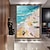 levne Krajinomalby-abstraktní modrá přímořská malba ručně malovaná l plážový olejomalba na vlnách plátna a zlatá plážová malba pro obývací pokoj nástěnné umění velké nástěnné umění