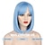 זול פאה לתחפושת-פאות בוב כחולות לנשים פאת שיער קצר עם פוני פאות בוב ישר עם חלק אמצע רך סינתטי פאות מלאות לשימוש יומיומי למסיבה 14 אינץ&#039;