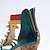 levne Dámské lodičky-Dámské Podpatky Sandály Ručně vyráběné boty Vintage Boty Svatební Párty Květinový Platforma Blokovat patu Elegantní prázdniny Vinobraní Kůže Zip Světle zelená