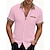 baratos camisa de botão masculina-Homens Camisa Social camisa de botão Camisa casual camisa de verão Branco Rosa Cinzento Manga Curta Tecido Colarinho Diário Férias Roupa Moda Casual Confortável