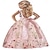 tanie Sukienki imprezowe-tiulowa, kwiecista, haftowana nakładka w kształcie litery A, rozkloszowana, dekolt w kształcie litery V, kokarda z tyłu, sukienka dla dziewczynki z kwiatami