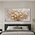 billiga Blom- och växtmålningar-handgjord oljemålning canvas väggkonst dekoration ljus lyx abstrakt guldblommor för heminredning rullad ramlös osträckt målning